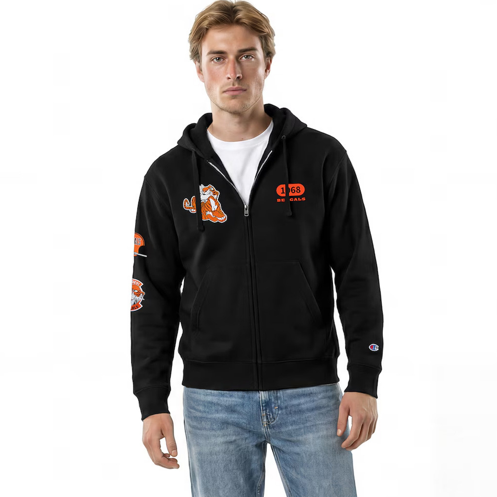 Cincinnati Bengals Merch Bengals Disney X NFL Champion Shere Khan All-Star Zip Hoodie Black
