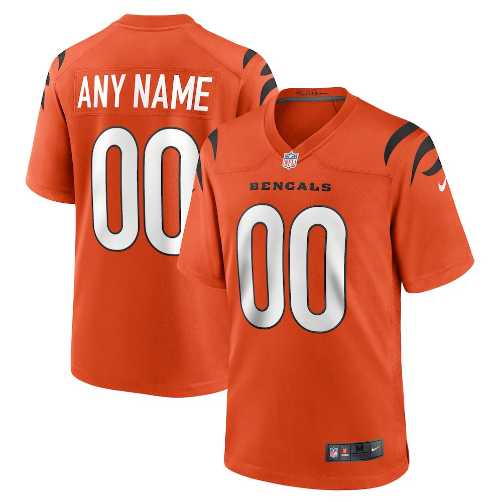 Cincinnati Bengals Merch - Men's Alternate Game Custom Jersey, Orange - Birthday Gift For Football Lover