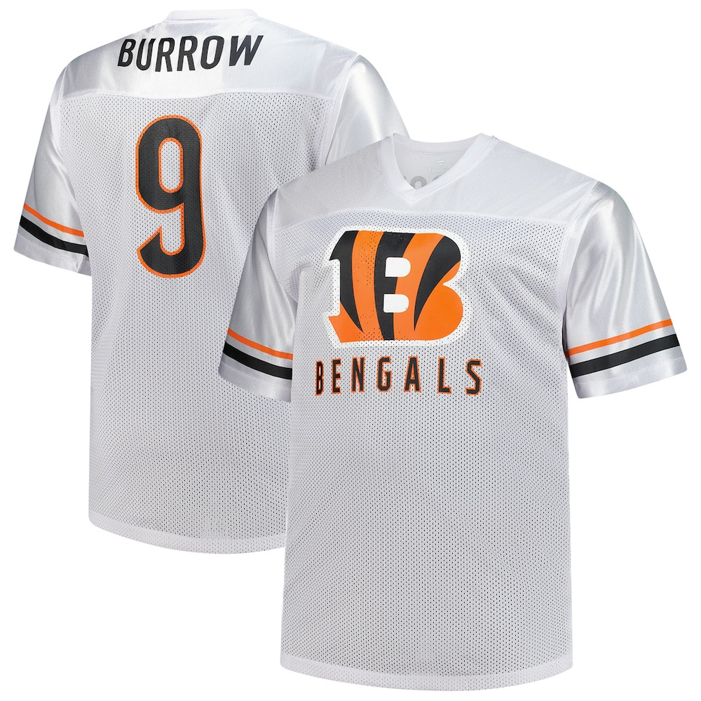 Cincinnati Bengals Merch - Men's Joe Burrow Fanatics V-Neck Fashion Jersey, Big & Tall, White - Football Related Gift Ideas