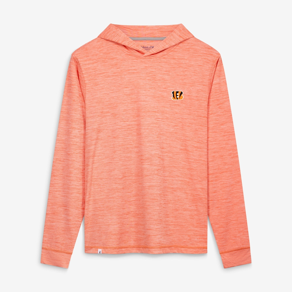 Cincinnati Bengals Merch - Men's johnnie-O Heather Talon Long Sleeve Hooded T-Shirt, Orange - Best Football Christmas Gifts