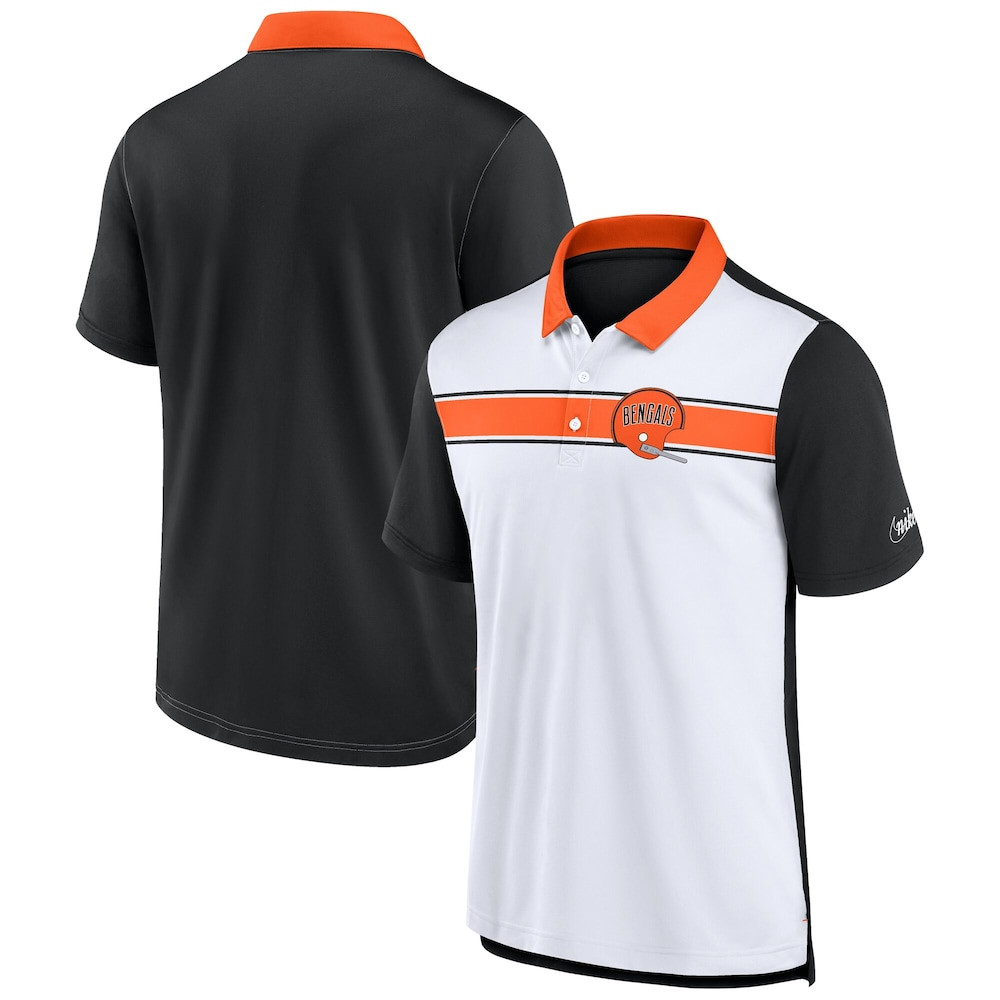 Cincinnati Bengals Merch - Men's Rewind Pique Polo, Black White - Football Gifts For Him