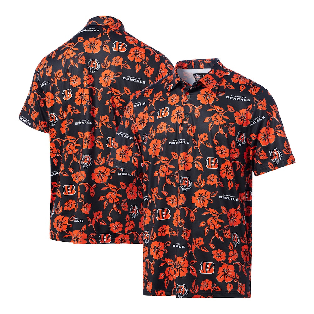 Cincinnati Bengals Merch - Men's Reyn Spooner Pua Performance Polo, Black - Football Fan Gift Ideas