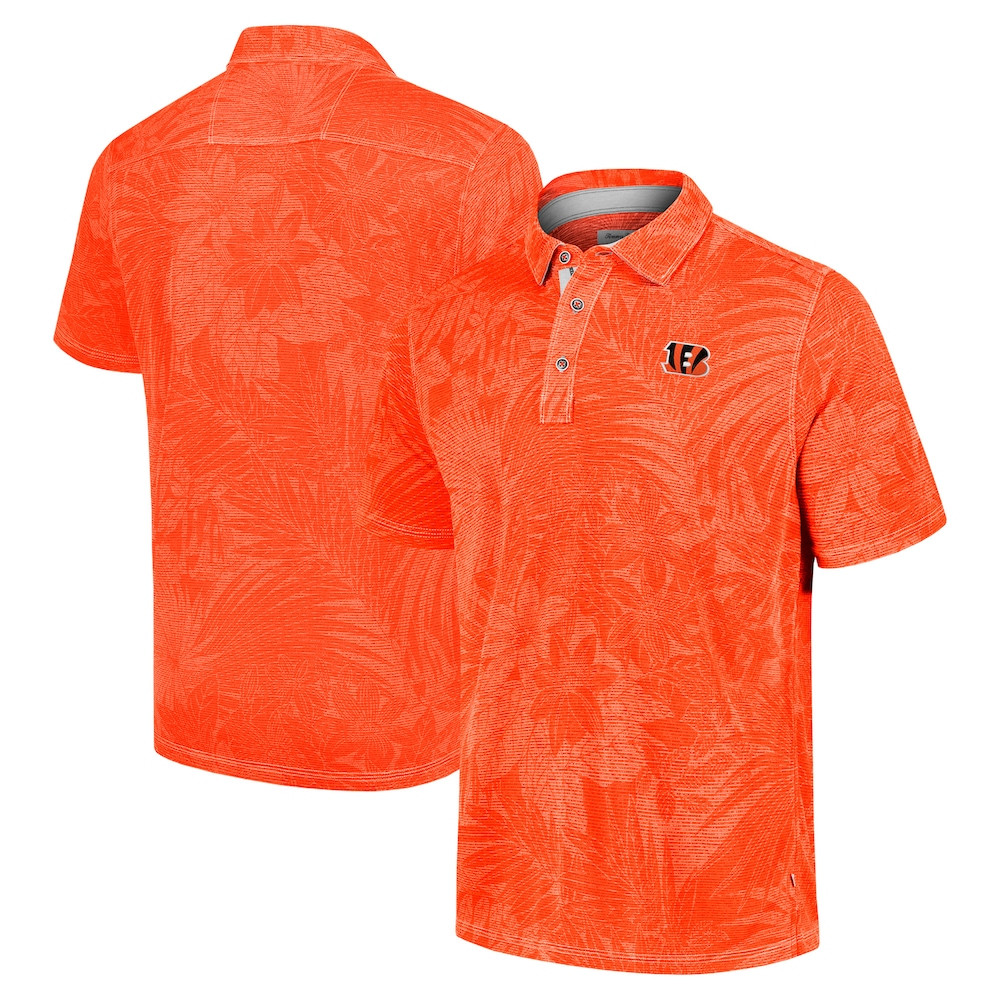 Cincinnati Bengals Merch - Men's Tommy Bahama Sport Santiago Paradise Polo, Orange - Football Gift Idea