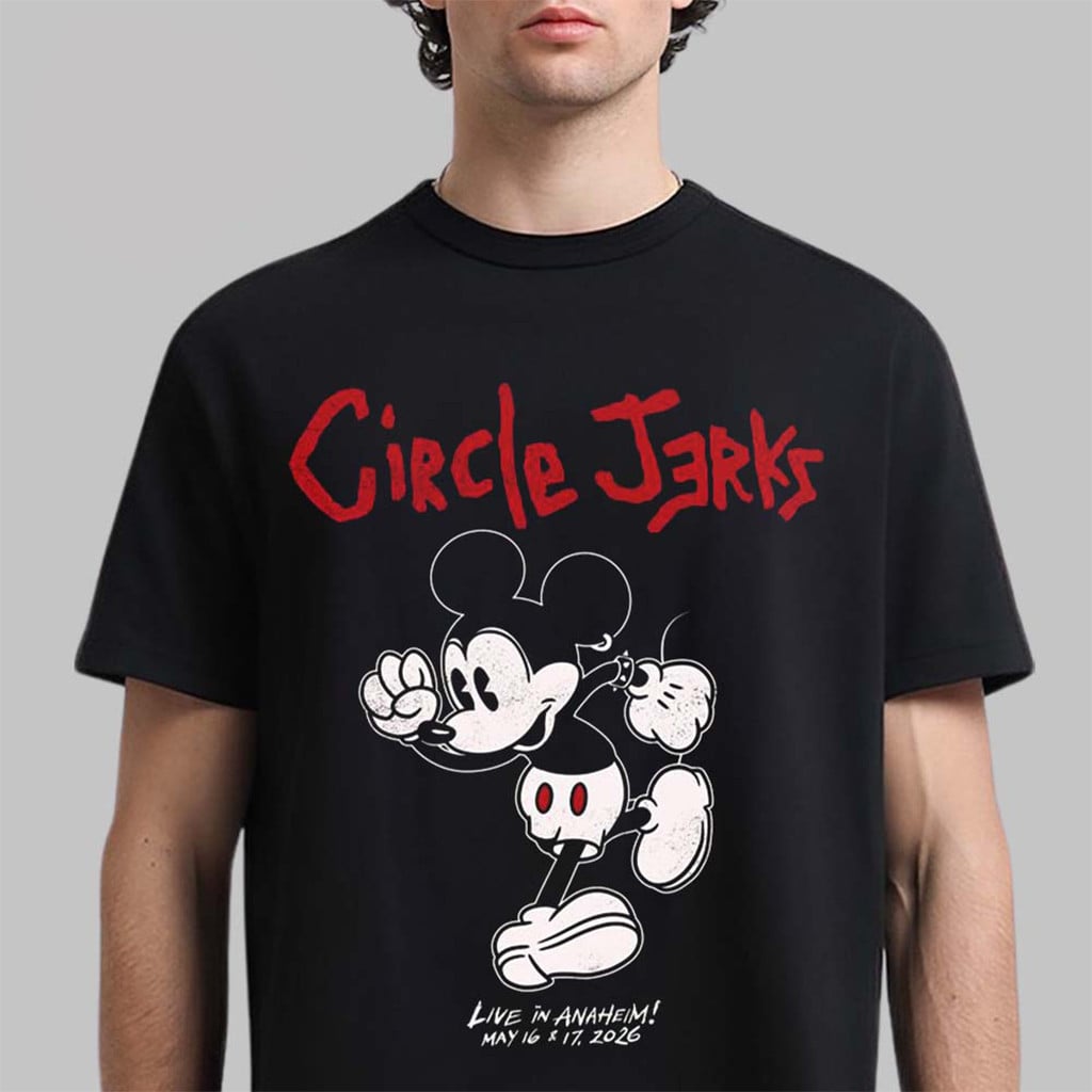 Circle Jerks Live In Anaheim CA 2026 Slam Dance Mickey Mouse T-Shirt Circle Jerks Merch