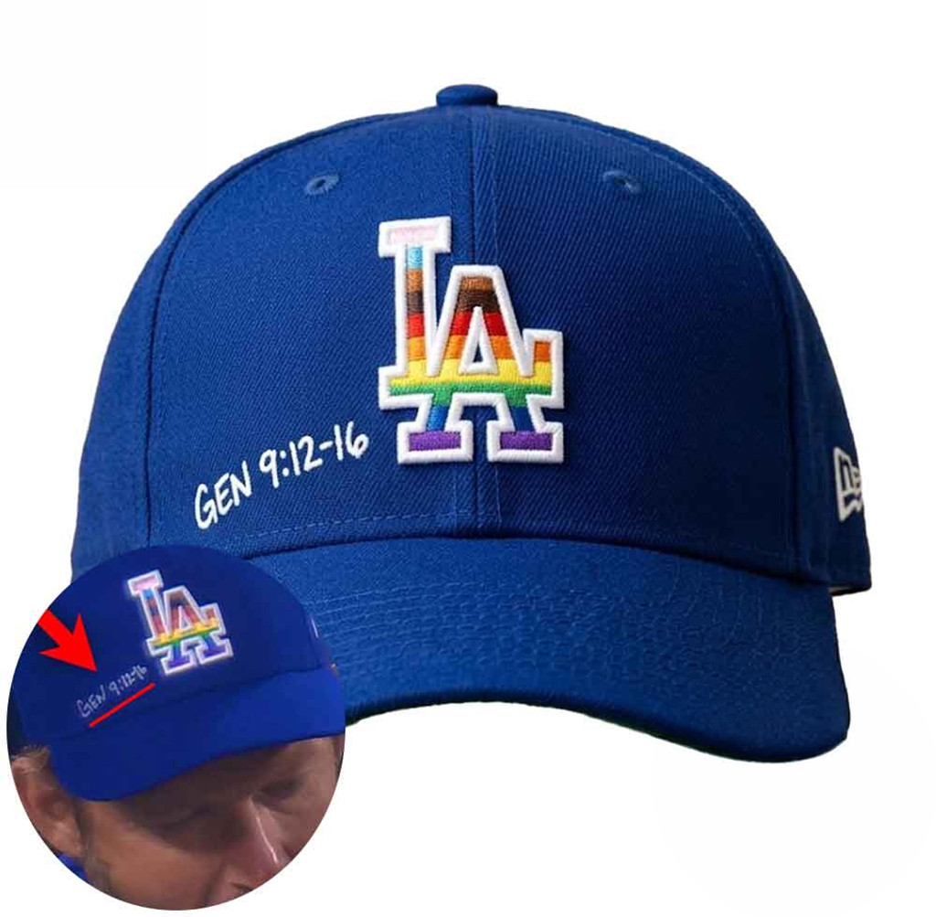 Clayton Kershaw LA Dodgers Rainbow Pride And Genesis 9 12 16 Bible Verse Hat Dodgers Merch
