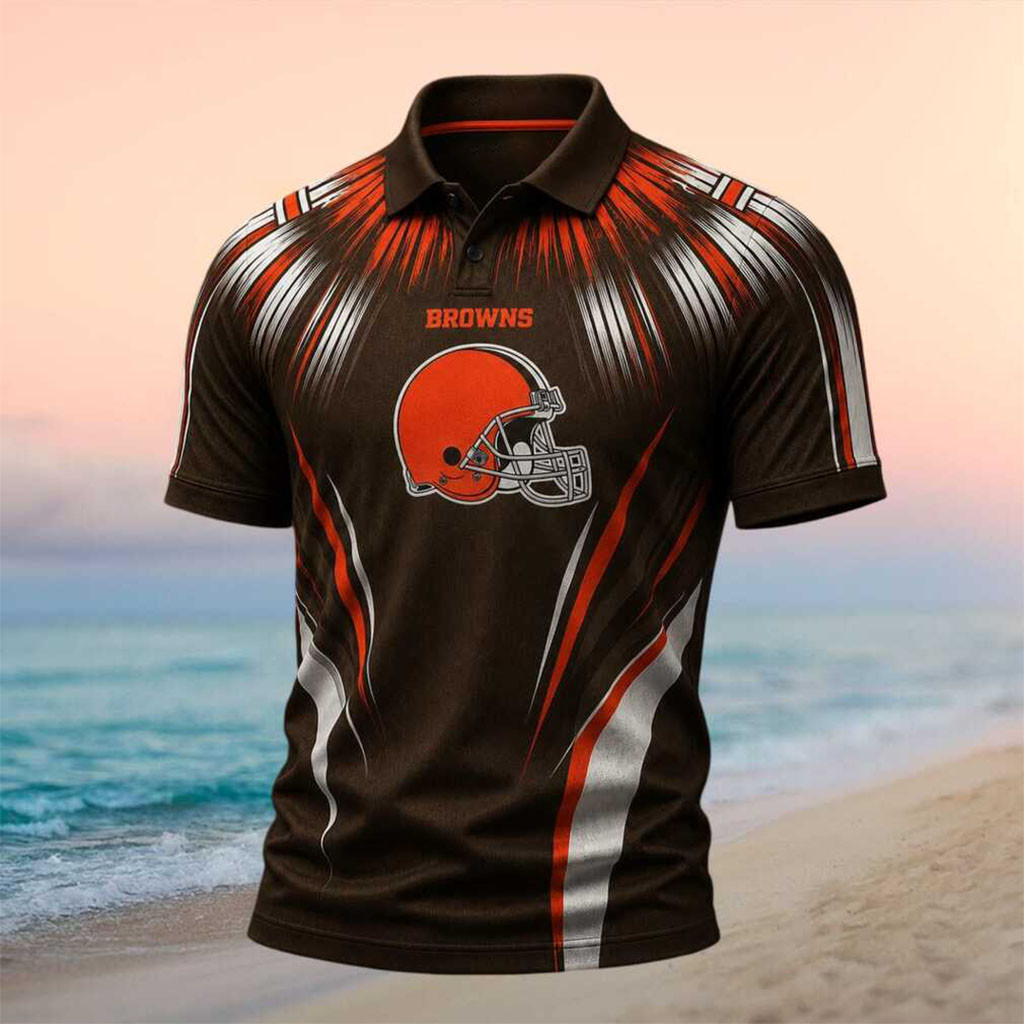 Cleveland Browns Helmet Design Athletic Polo Shirt Cleveland Browns Merch Football Gift For Him