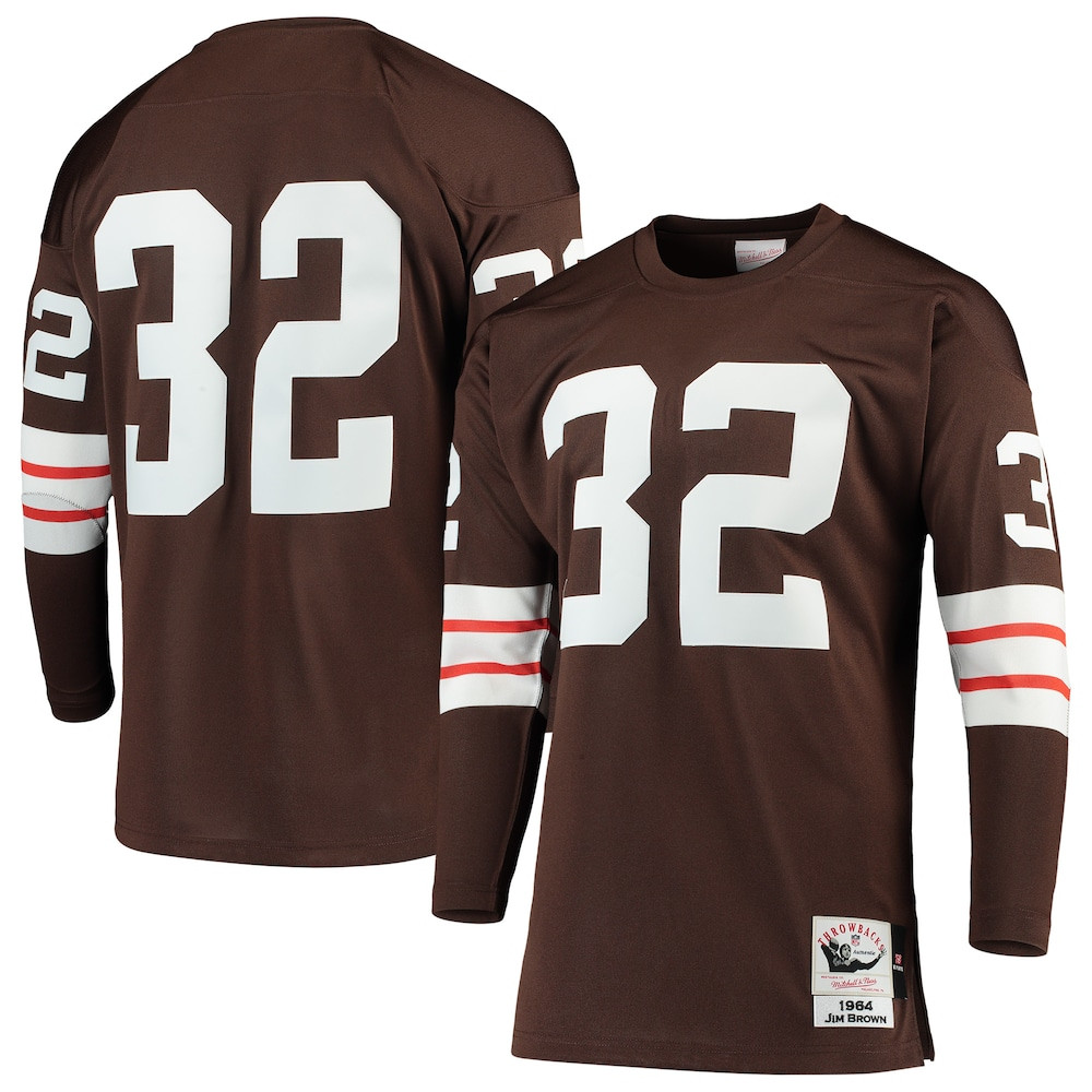 Cleveland Browns Merch - Men's 1964 Jim Authentic Throwback Retired Player Jersey, Brown - Mitchell & Ness - American Football Presents
