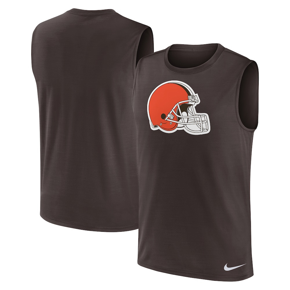 Cleveland Browns Merch - Men's Blitz Legend Dri-FIT Muscle Tank Top, Brown - Good Football Gifts