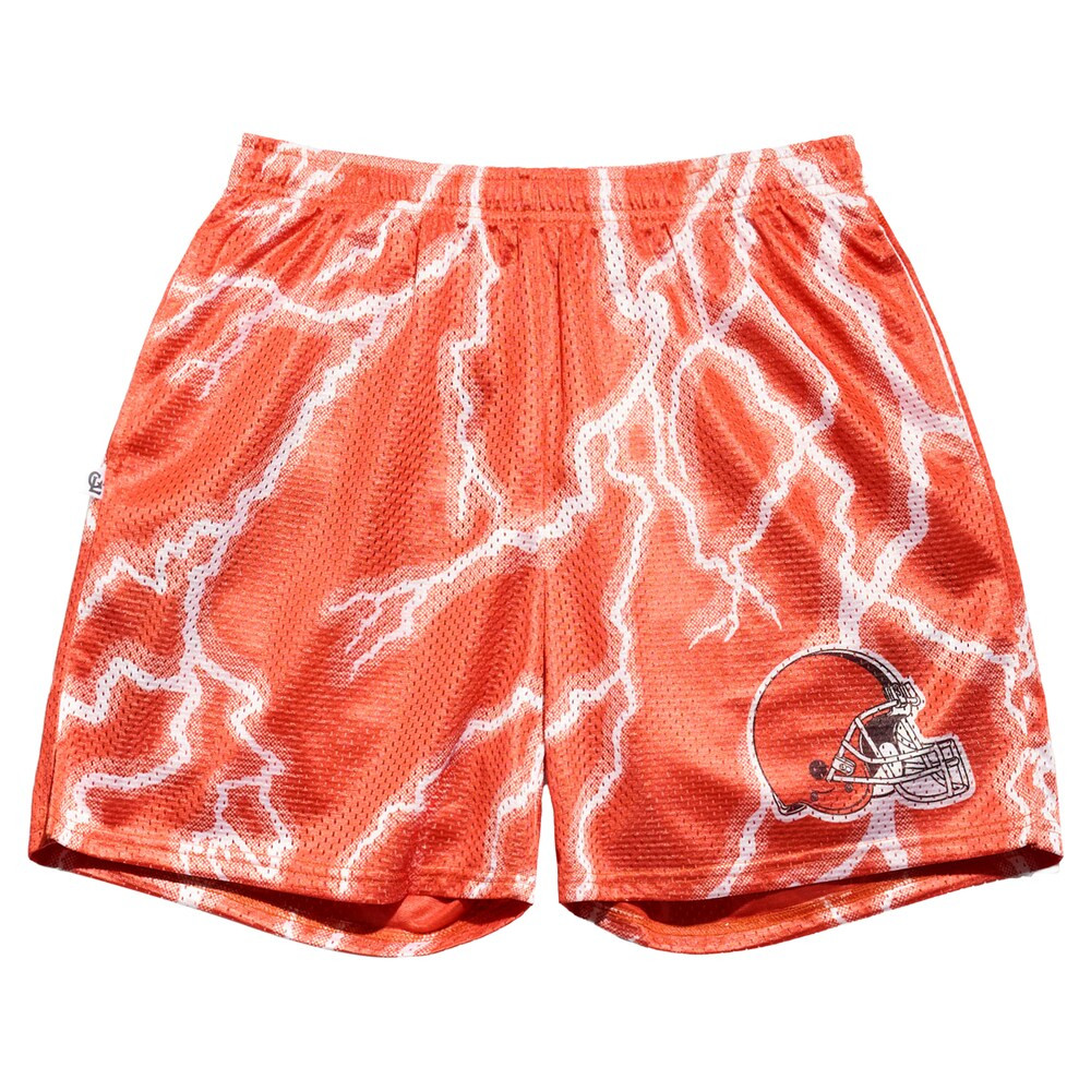 Cleveland Browns Merch - Men's Chalk Line Lightning Retro Shorts, Orange - Christmas Gifts For Football Fans