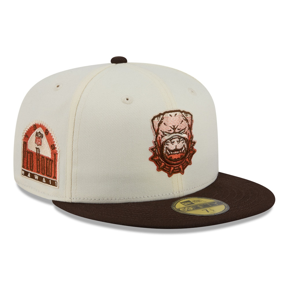 Cleveland Browns Merch - Men's Cream Pumpkin Spice 59FIFTY Fitted Hat, Brown - New Era - Best Birthday Gift For Football Lovers