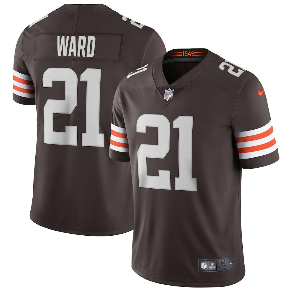 Cleveland Browns Merch - Men's Denzel Ward Vapor Limited Jersey, Brown  - Gift Ideas For Football Lovers