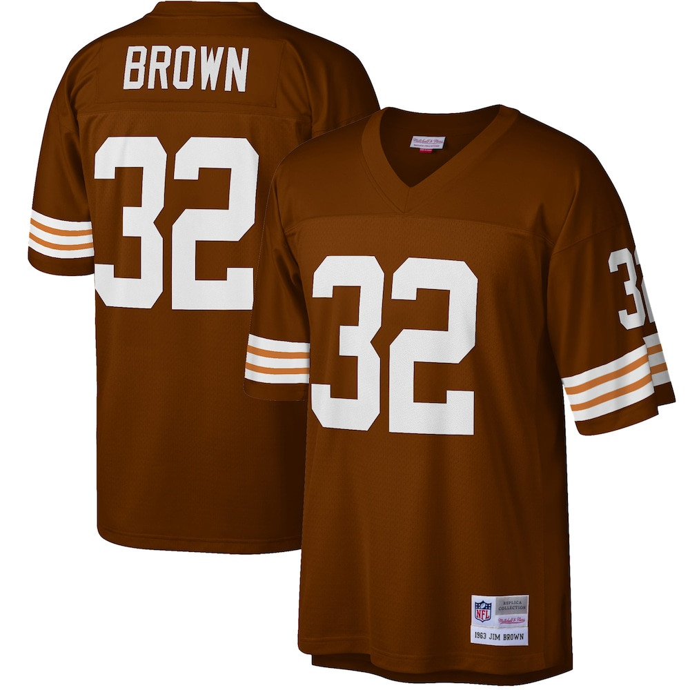 Cleveland Browns Merch - Men's Jim 1963 Retired Player Replica Jersey, Big & Tall, Brown - Mitchell & Ness - Football Enthusiast Gifts