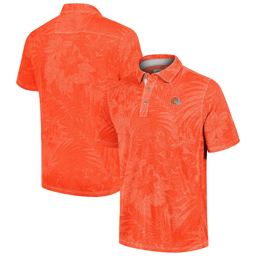 Cleveland Browns Merch - Men's Tommy Bahama Sport Santiago Paradise Polo, Orange - Best Presents For Football Fans