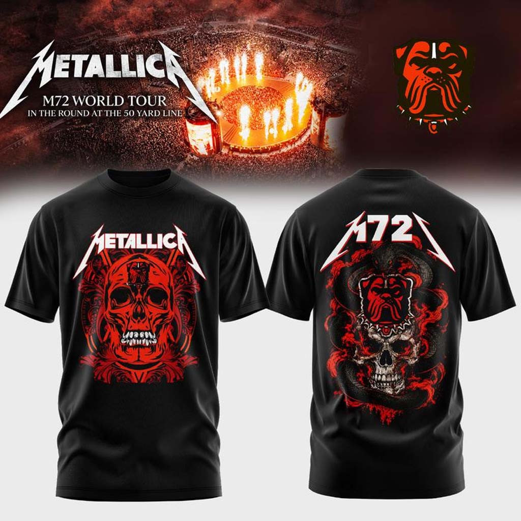 Cleveland Browns X Metallica Merch M72 World Tour North America 2027 T-Shirt Gift For Music Fan