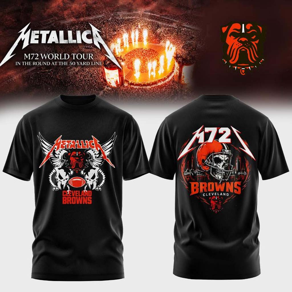 Cleveland Browns X Metallica Merch M72 World Tour North America 2027 T-Shirt Music Themed Gift