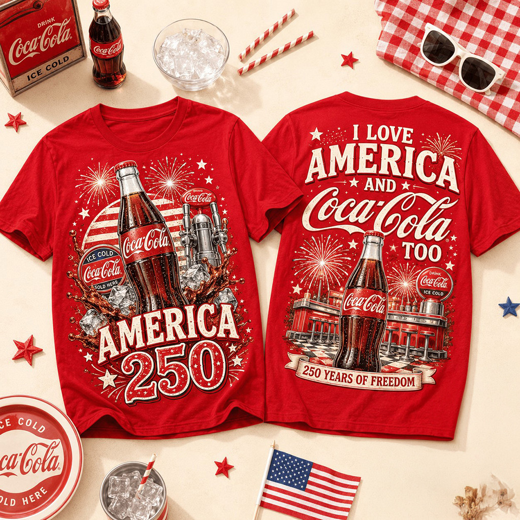 Coca-Cola America 250th Anniversary T-Shirt Coca-Cola Merch Fourth Of July Gift Ideas 2026