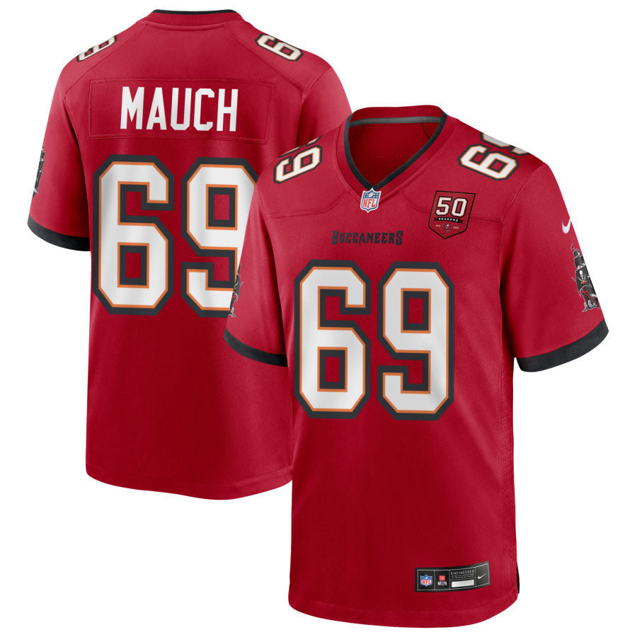 Cody Mauch Tampa Bay Buccaneers 2025 50th Season Game Jersey - Red