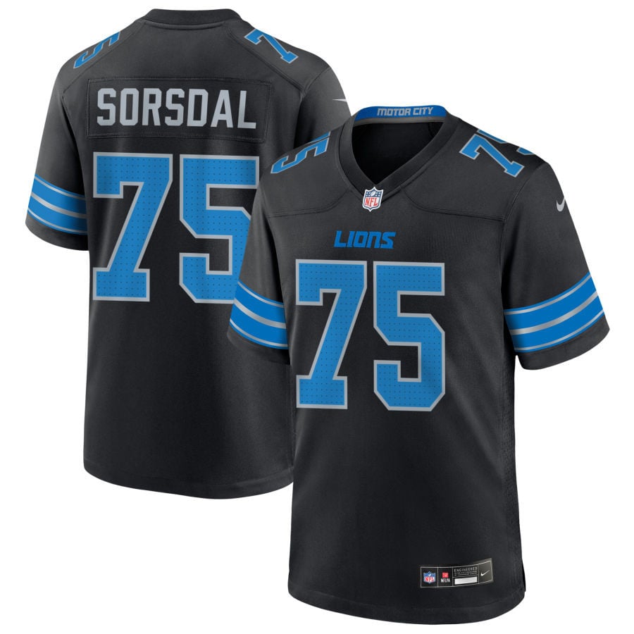 Colby Sorsdal Detroit Lions 2025 Alternate Game Jersey - Black