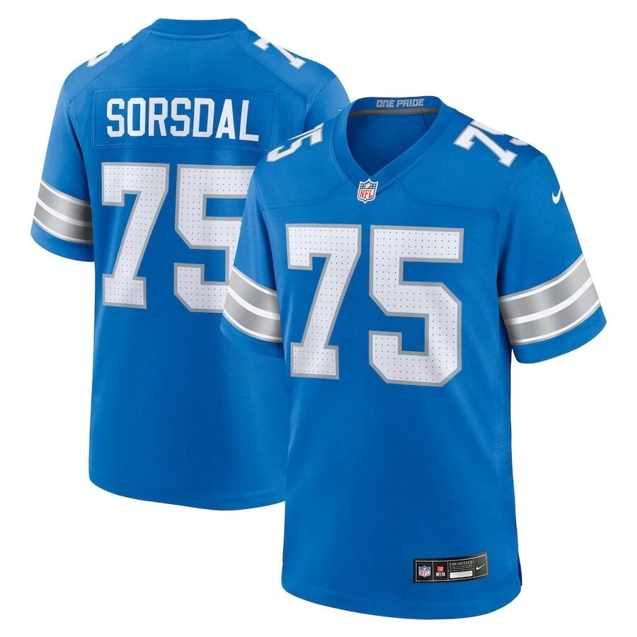 Colby Sorsdal Detroit Lions 2025 Player Game Jersey - Blue