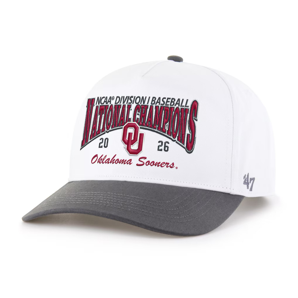 College World Series Merch Oklahoma Sooners 47 2026 Baseball National Champions Hat Embroidered