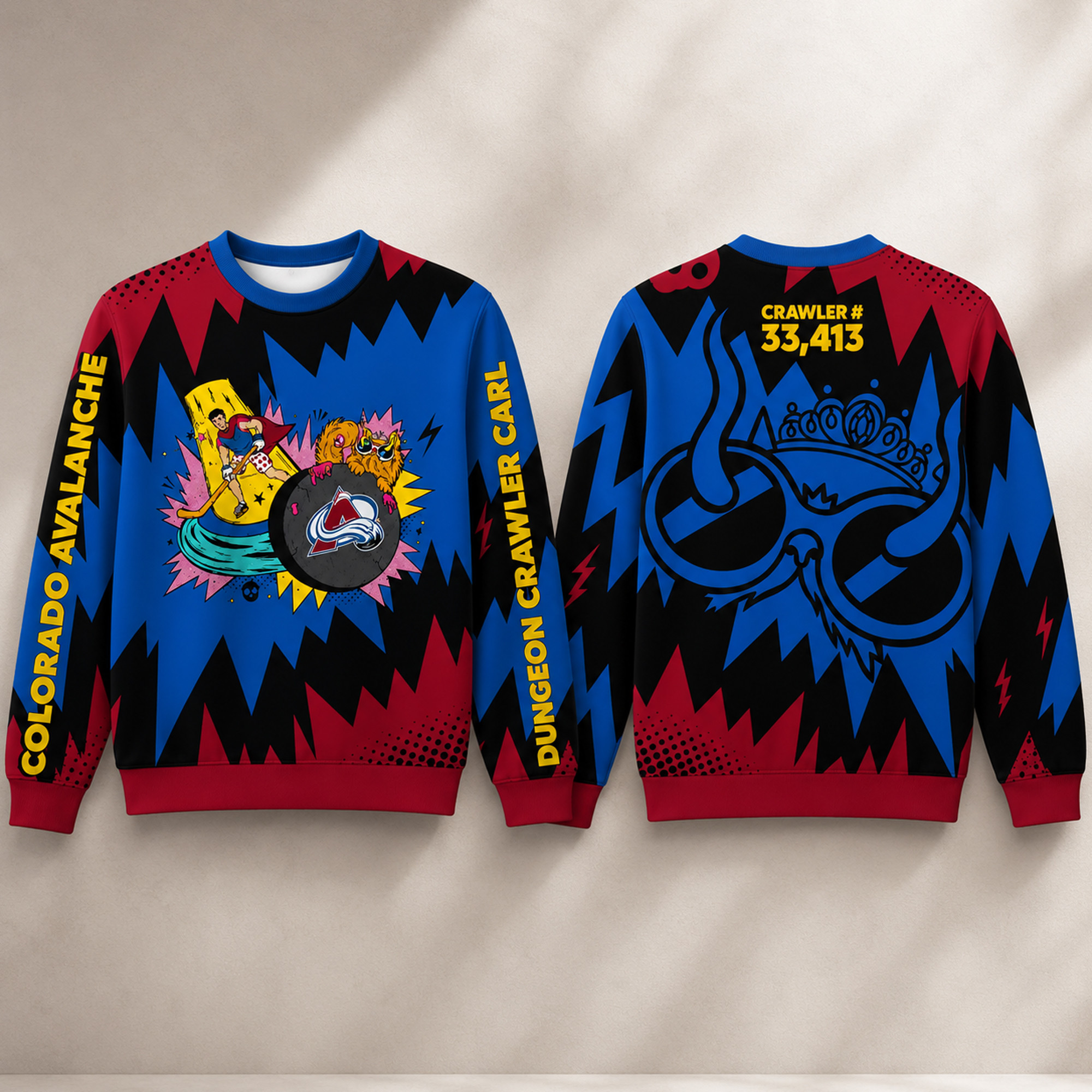 Colorado Avalanche Dungeon Crawler Carl Crewneck Sweatshirt Colorado Avalanche Merch Fan Gifts