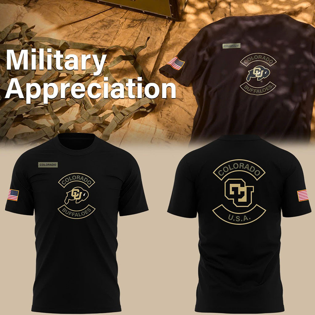 Colorado Buffaloes 2025 Military Appreciation Black T-Shirt Colorado Buffaloes Football Merch