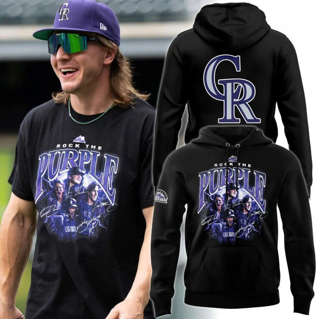 Colorado Rockies Rock The Purple Signatures Hoodie Colorado Rockies Merch Baseball Fan Gifts