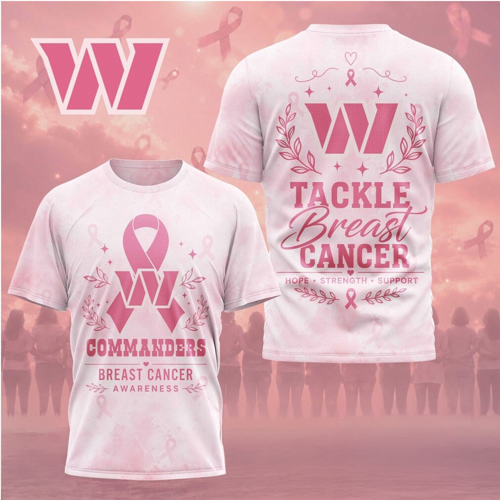 Commanders Tackle Pink Ribbon T-Shirt Commanders Breast Cancer Awareness Merch Gift For A Fan