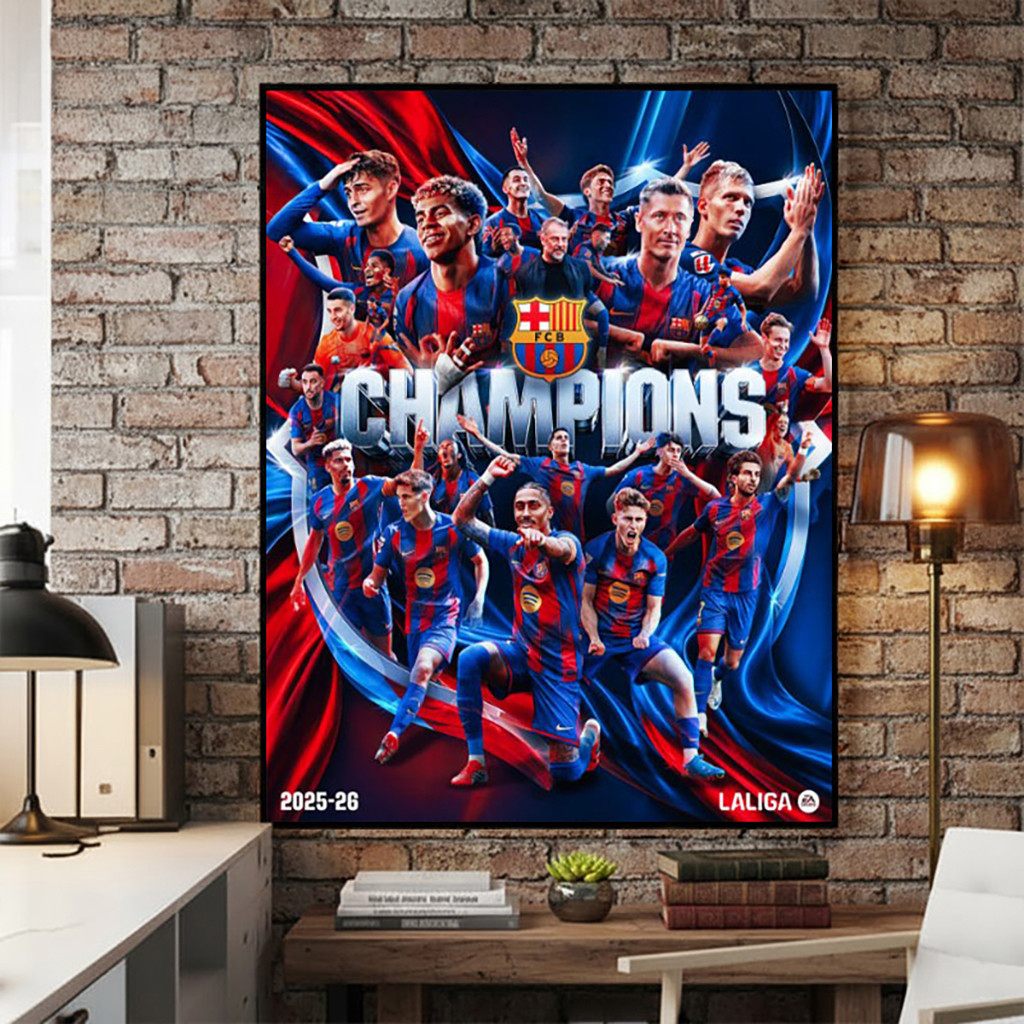 Congrats Barcelona FC Champions La Liga Title 2025-26 Season Poster Barcelona FC Merch Fan Gift