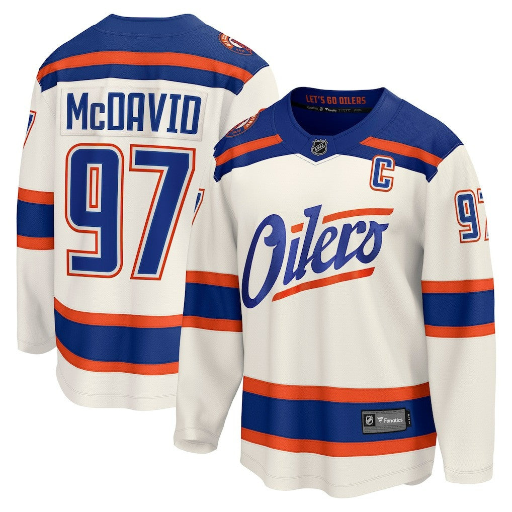 Connor McDavid Edmonton Oilers 2025 Alternate Premium Jersey - Light Beige 1 Connor McDavid Edmonton Oilers 2025 Alternate Premium Jersey - Light Beige