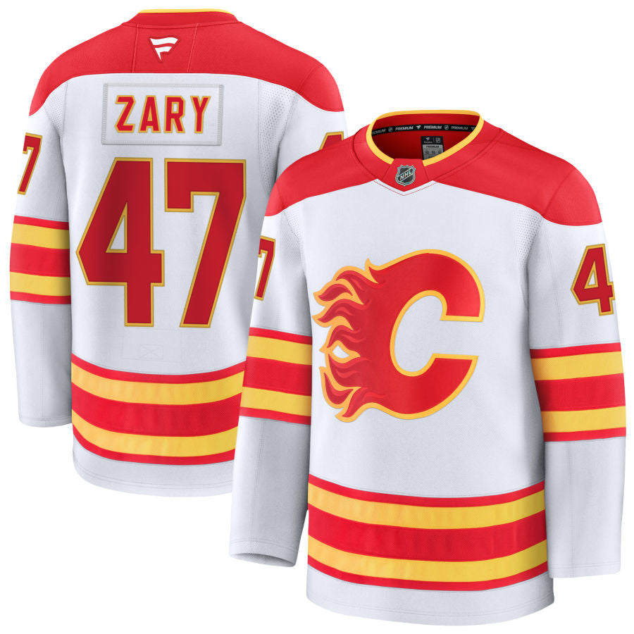 Connor Zary Calgary Flames 2025 Away Jersey - White 1 Connor Zary Calgary Flames 2025 Away Jersey - White