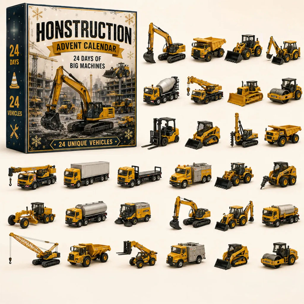 Construction Vehicles Advent Calendar 2026 24 Days Of Big Machines Christmas Ornaments Decor