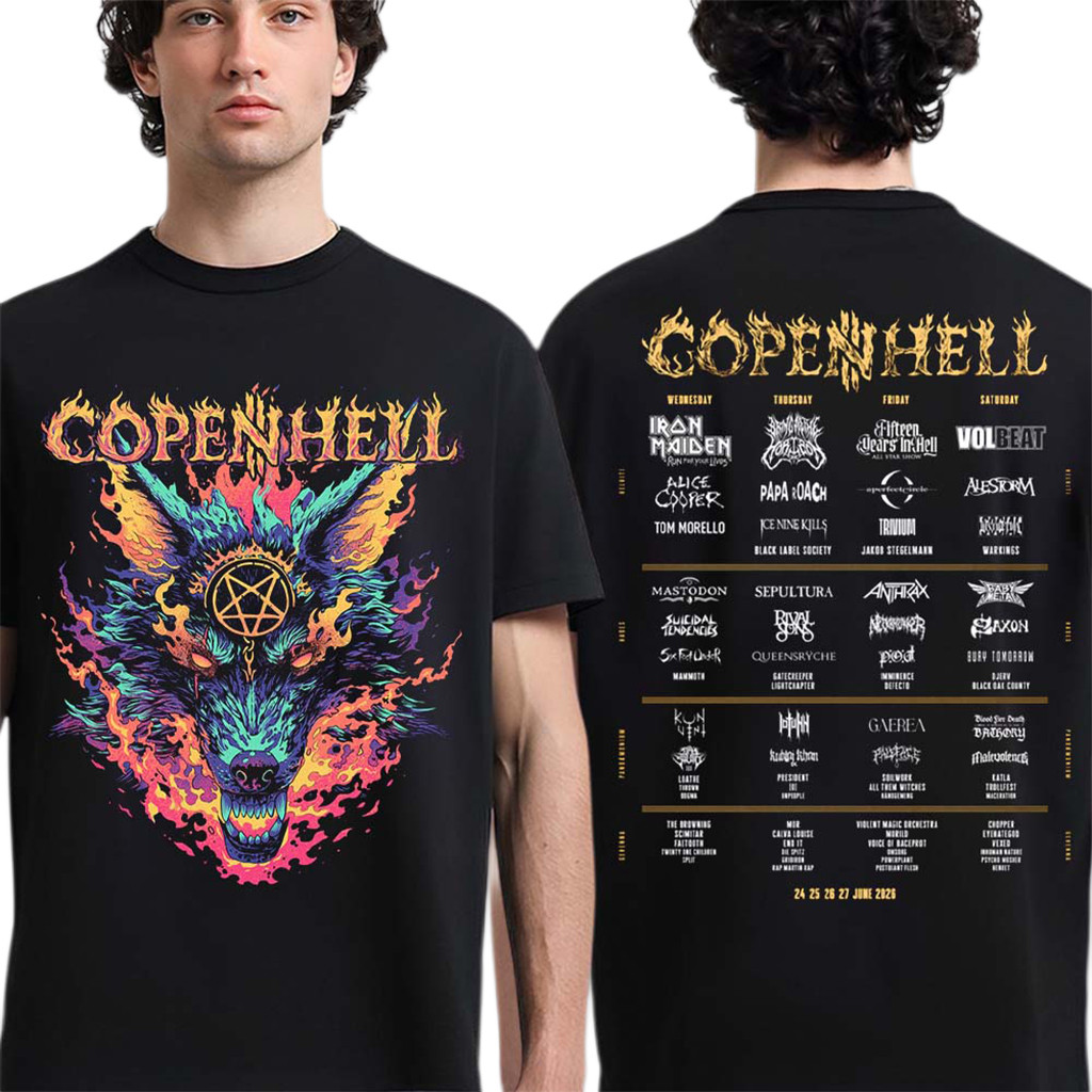 Copenhell Festival 2026 Merch Wolf Pentagram Lineup T-Shirt Gifts For Heavy Metal Fans
