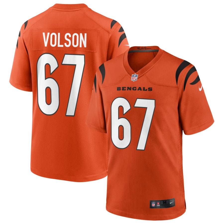 Cordell Volson Cincinnati Bengals 2025 Alternate Game Jersey - Orange