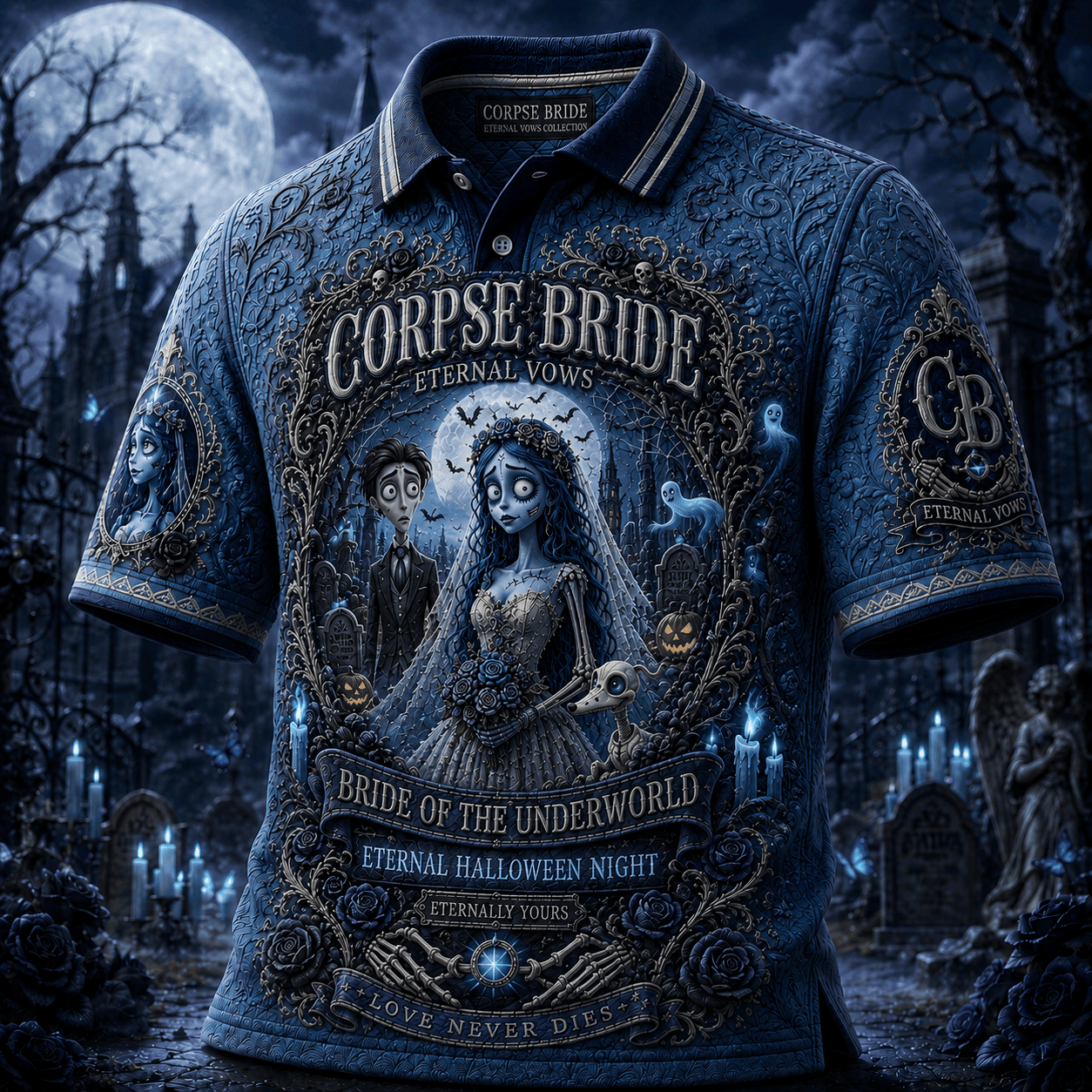 Corpse Bride Eternal Halloween Night Polo Shirt Bride Of The Underworld Corpse Bride Merch