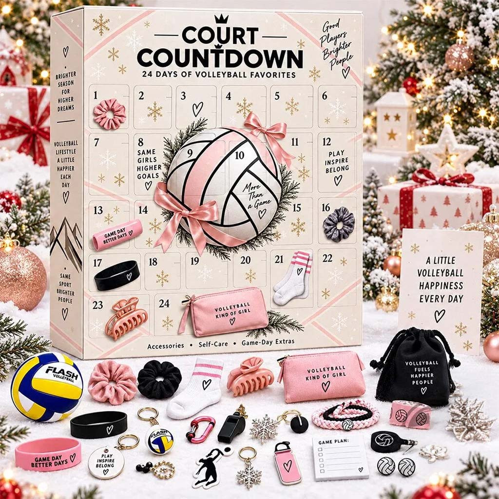 Court Countdown Volleyball Advent Calendar 2026 Christmas Ornaments Volleyball Fan Gift For Her