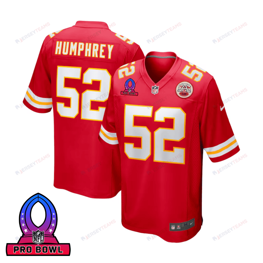 Creed Humphrey Kansas City Chiefs 2025 Pro Bowl Patch Game Men Jersey - Red