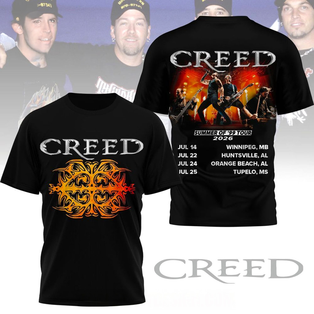 Creed Summer Of ’99 Tour 2026 T-Shirt Creed Merch Gifts Ideas For Rock Band Fans