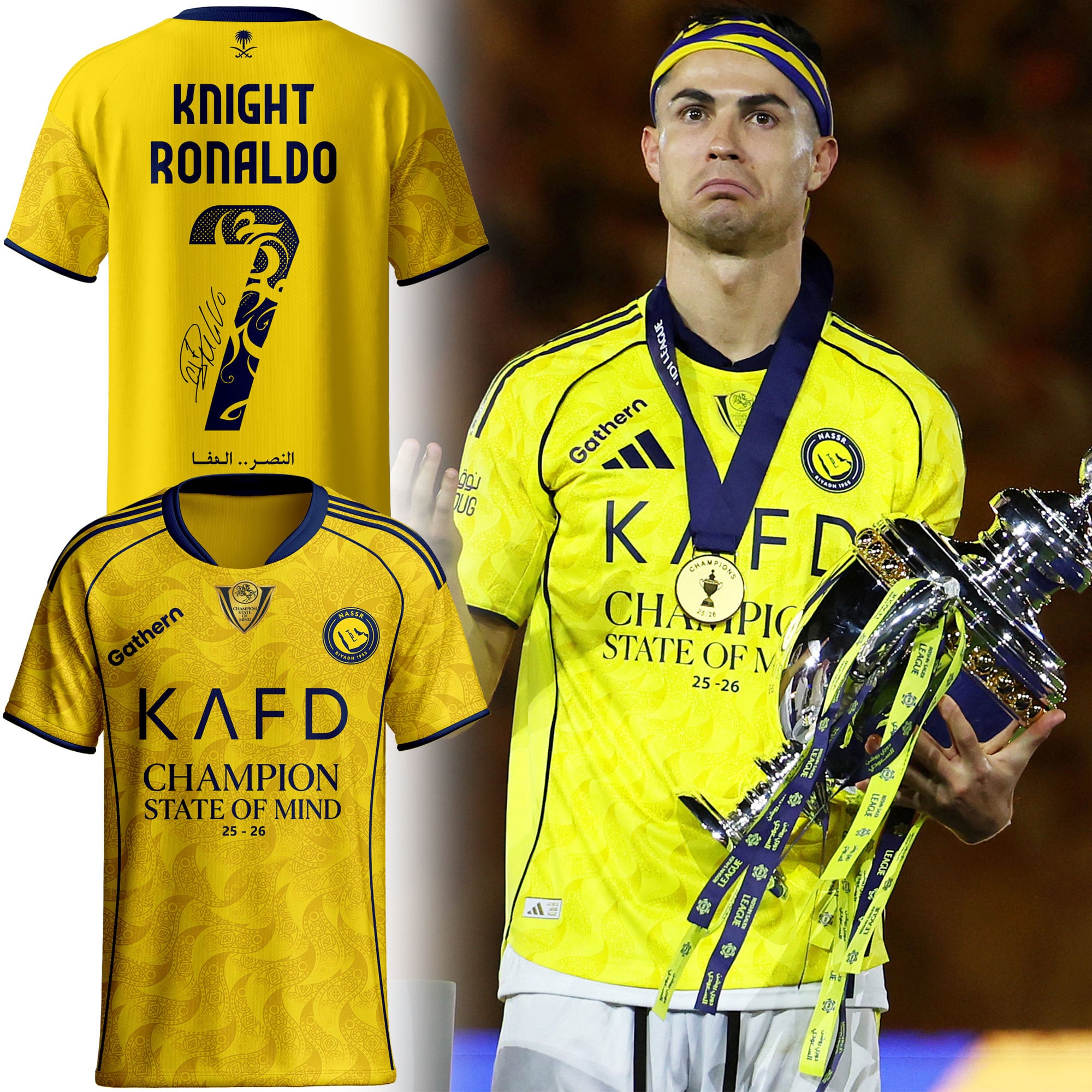 Cristiano Ronaldo Al-Nassr Saudi League Champion V-Neck Jersey 2026 Cristiano Ronaldo Merch Gift