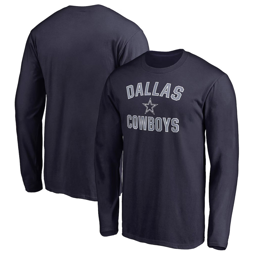 Custom Dallas Cowboys Merch 2026 Dallas Cowboys Victory Arch Long Sleeve T-Shirt Navy