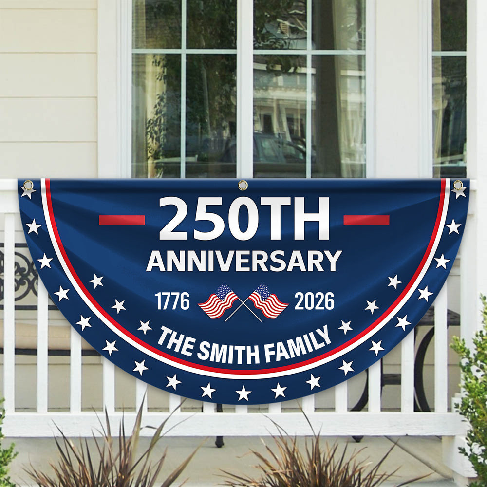 Custom Family Name 250th Anniversary 1776-2026 America Non-pleated Fan Flag America 250 Merchandise Gifts For A Patriotic Person