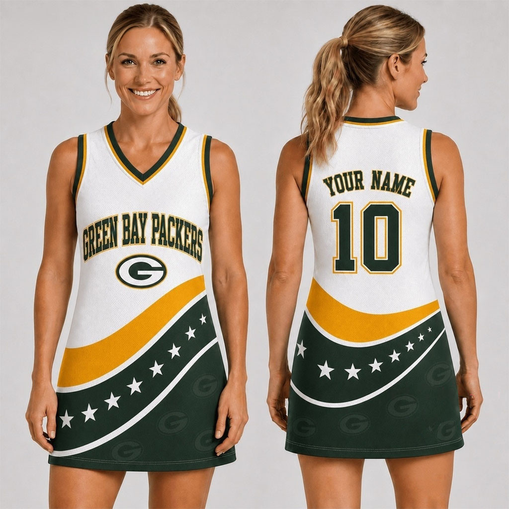 Custom Green Bay Packers Bold Team Pride Women Basketball Jersey Dress Packers Merch Fan Gear