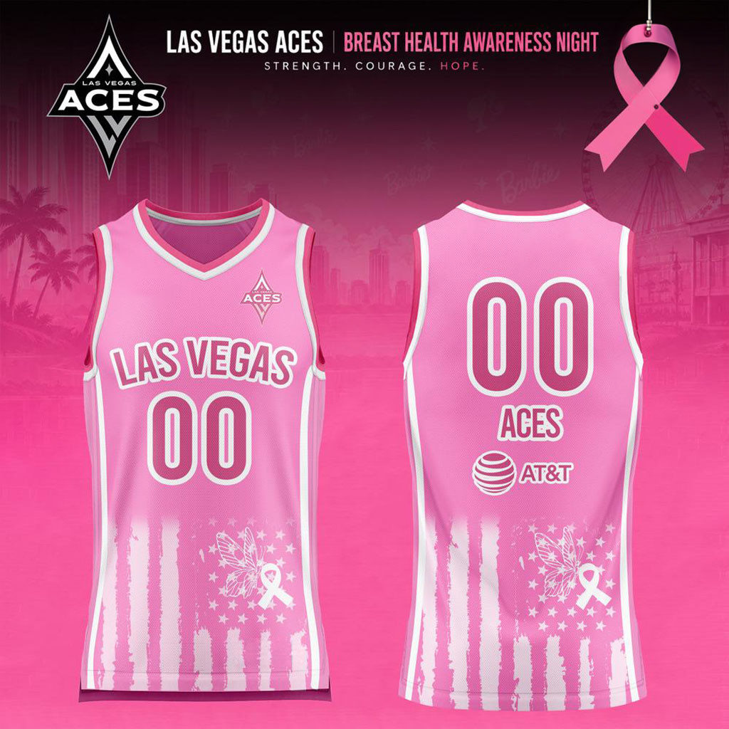 Custom Las Vegas Aces x Breast Health Awareness Night 2026 Basketball Jersey LV Aces Merch