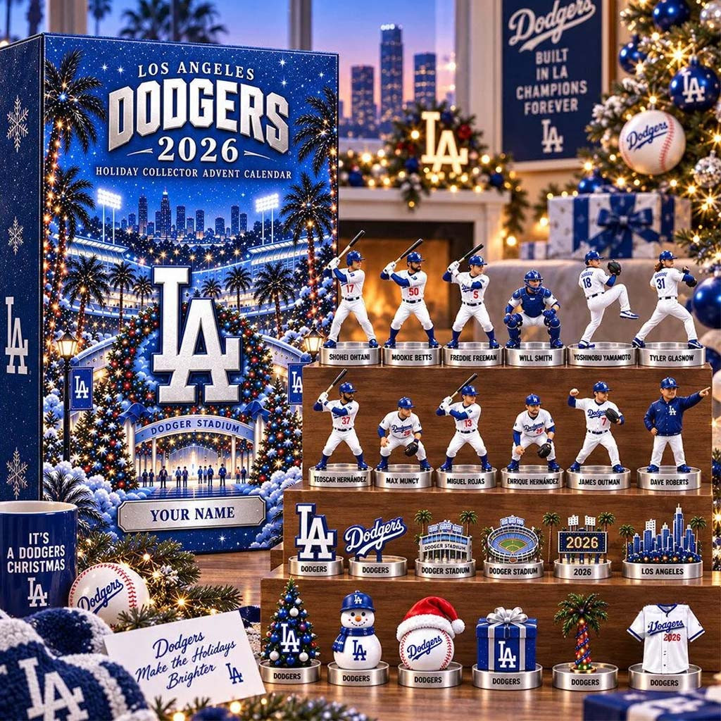 Custom Los Angeles Dodgers 2026 Collector Advent Calendar Christmas Ornaments LA Dodgers Merch