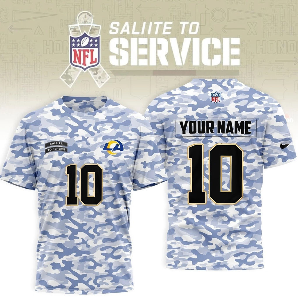 Custom Los Angeles Rams 2026 Salute to Service Camo Shirt Rams Merch Football Fan Gift Ideas