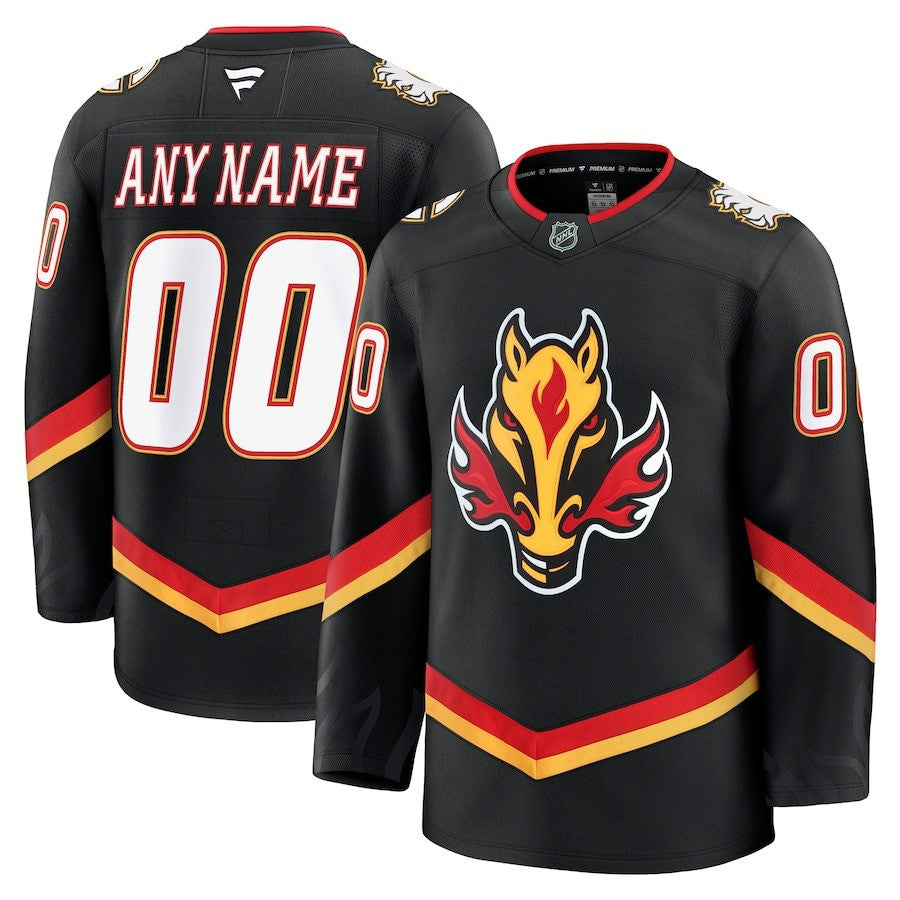 Custom Name Calgary Flames 2025 Alternate Premium Jersey - Black 1 Custom Name Calgary Flames 2025 Alternate Premium Jersey - Black