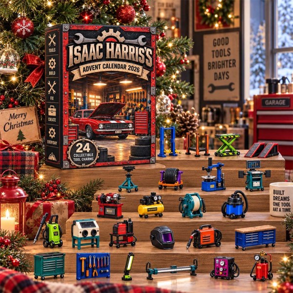 Custom Name Garage Core Advent Calendar 24 Days Of Christmas Ornaments Xmas Gift For Him - Image 2