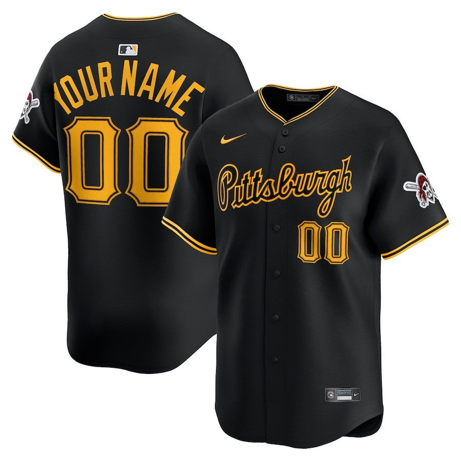 Custom Name Pittsburgh Pirates 2025 Alternate Limited Jersey - Black