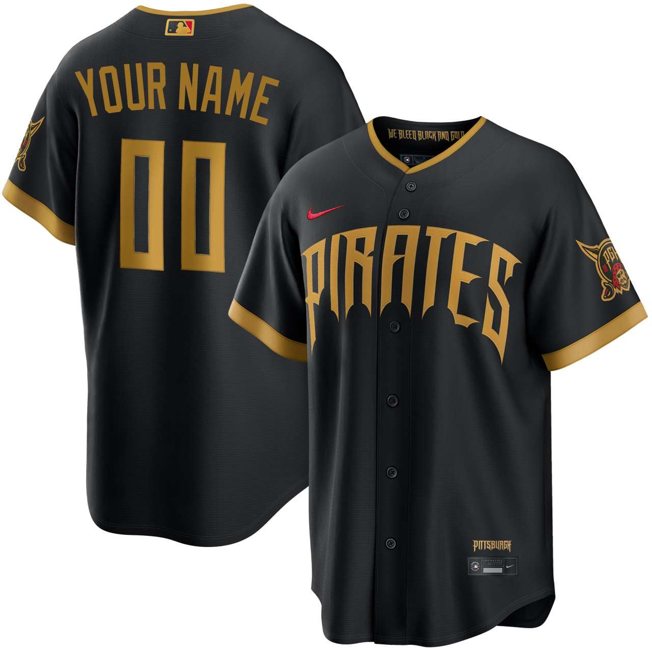 Custom Name Pittsburgh Pirates 2026 City Connect Stadium Jersey - Black