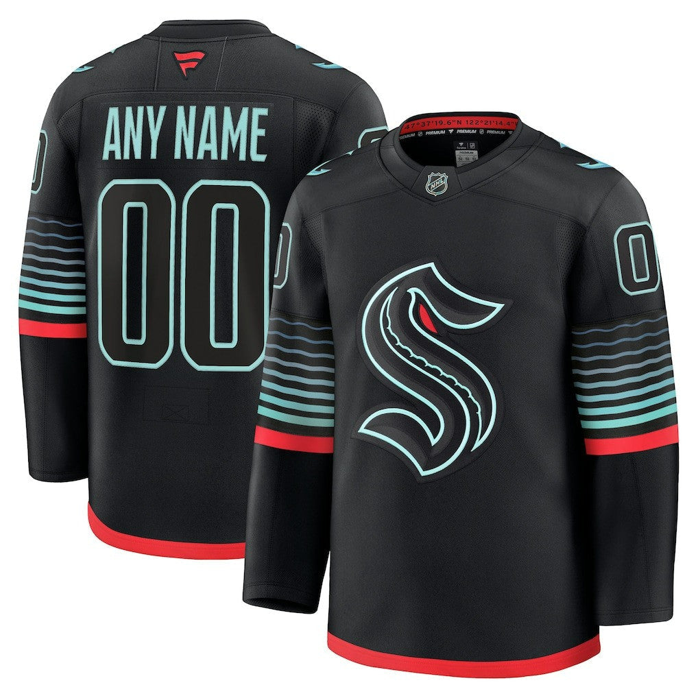Custom Name Seattle Kraken 2025 Alternate Premium Jersey - Black 1 Custom Name Seattle Kraken 2025 Alternate Premium Jersey - Black